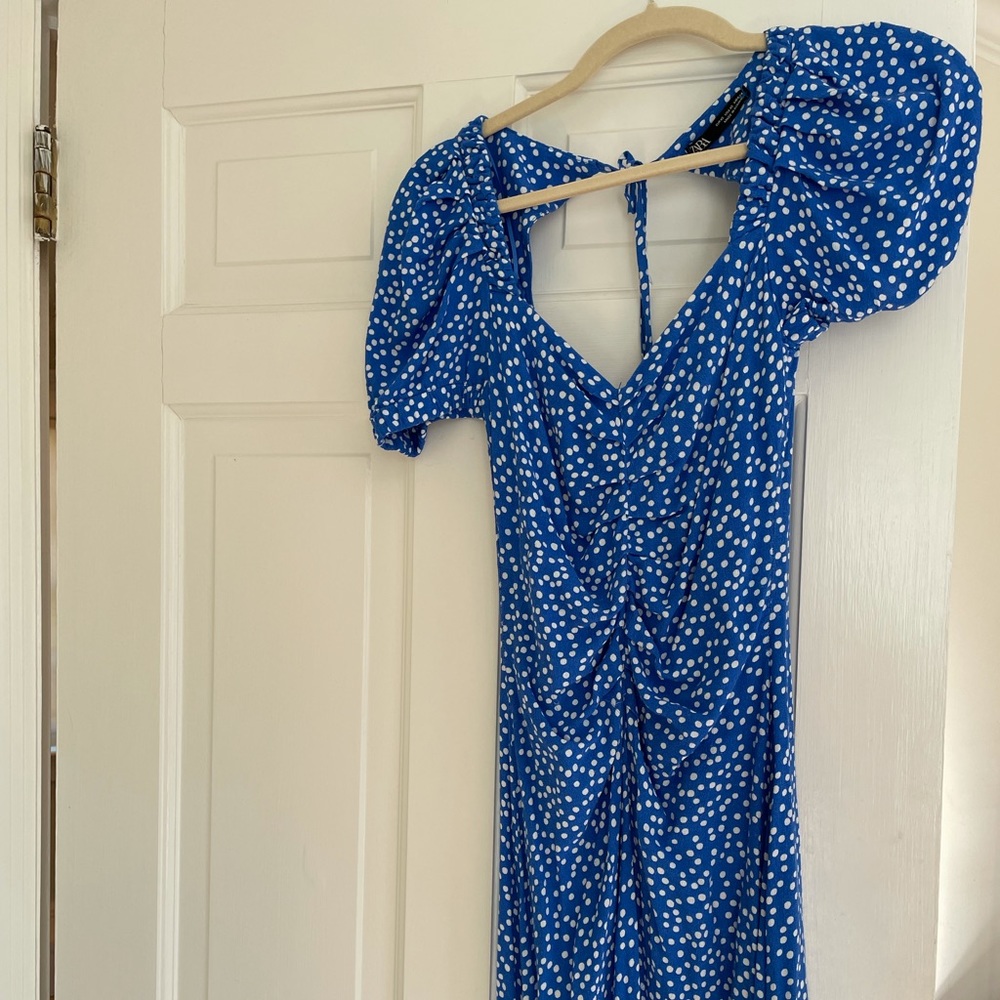 Zara blue polka dot dress